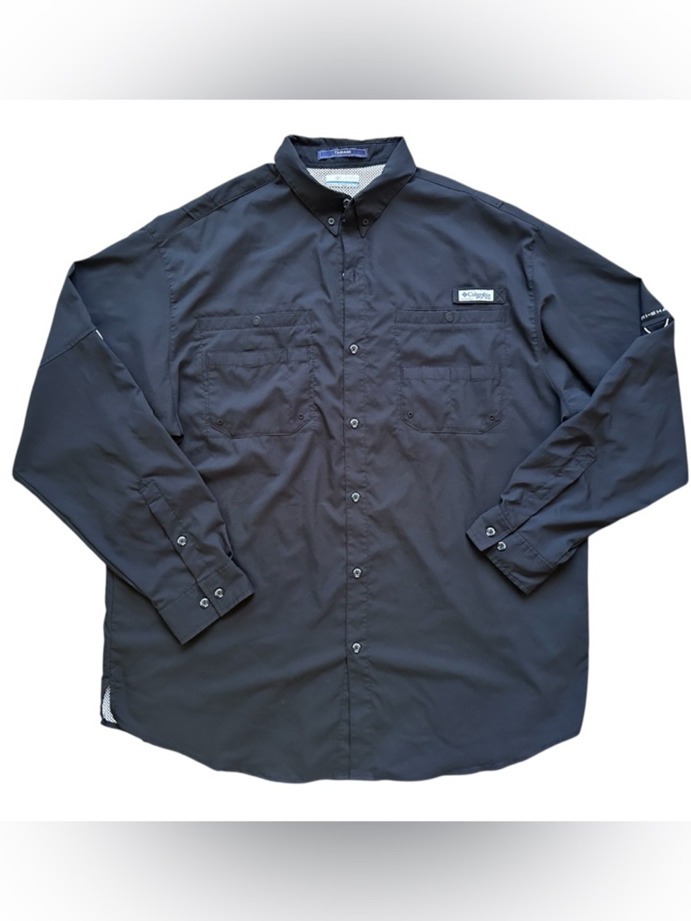Columbia PFG Tamiami Men’s Black Long Sleeve Fishing Shirt Omni-Shade 2XL Tall